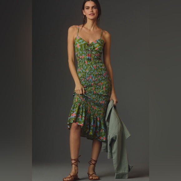 Farm Rio Rushed Tie Front Dress Size Small - Picture 1 of 7